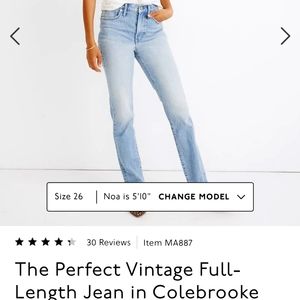 Madewell Perfect Vintage Full Length Size 27
